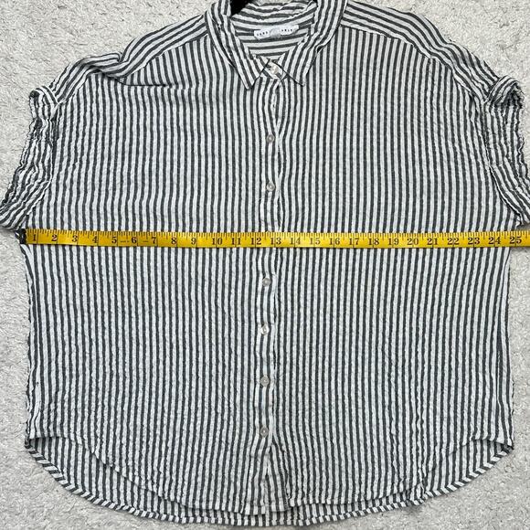 Jane+Delancey Striped Rolled Sleeve Button Shirt Seersucker Fabric Top Sz: 2X - Picture 5 of 8